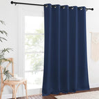 NICETOWN Blackout 110 inch Sliding Door Curtain, Grommet Thermal Insulated Room Darkening Window Treatment Divider for Bedroom/Living Room, Navy, W66 x L110, 1 Panel