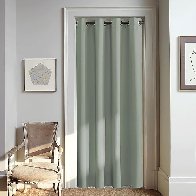 Blackout Sage Green Curtain for Windows 80 inch – 1 Panel, W46 x L80