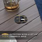 VICLLAX Round Patio Table with Adjustable Umbrella Hole, All Weather Outdoor Round Dining Table for Lawn Garden, 41.2"x 28" Grey Wood-Like Outdoor Coffee Table