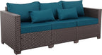 Outdoor Couch 3 Seater Sofa Outdoor Furniture Deep Seat High Backrest Patio Couch with Non-Slip Cushions and Waterproof Cover, Peacock Blue