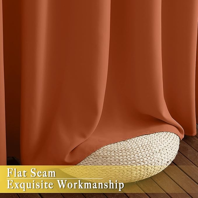 Blackout Living Room Curtain 108 inches Length – Burnt Orange, 1 Panel