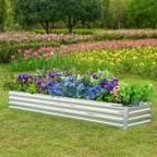 2 Pack 8x2x1FT Galvanized Raised Garden Beds Kit Outdoor Metal Gardening Planter Box for Vegetable Elevated Flower Herbs,Silver