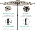 Best Choice Products 10ft Solar Polyester LED Lighted Patio Umbrella w/Tilt Adjustment and UV-Resistant Fabric