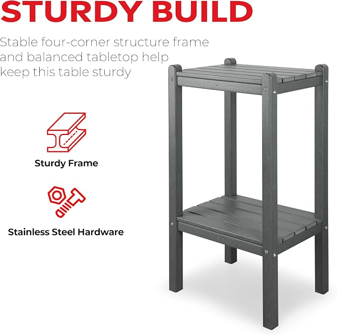 Costaelm Outdoor Side Table, 2-Tier Small Patio Coffee Tables - Image 7