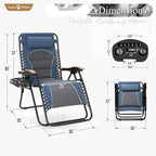Recliner Zero Gravity Lounge Chair, Oversized Steel Frame, 400 lb, Blue