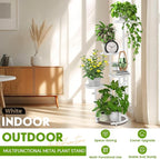 TOSKING 5 Tier Metal Plant Stand Indoor, Plant Shelf, Corner Shelf Flower Pot Stand for Outdoor Plant Stand for Living Room Balcony Garden Patio Bedroom (White, 38in)