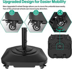 Umbrella Base with Wheels, Umbrella Stand Base Heavy Duty 100lb Windproof, Fillable Umbrella Base Mobile Square Umbrella Stand Outdoor Base for Patio, Deck, Poolside, Lawn, Fits Most Sized Umbrellas