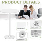 Flamaker Round Bistro Pub Table Modern Style Metal Base MDF Top Cocktail Bar Table Counter Bar Height for Pub, Dining Room, Party (4, White-Silver)