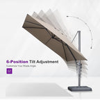 PURPLE LEAF Patio Umbrella 9' X 9' Rectangle Cantilever Umbrella Large Aluminum Outdoor Umbrellas with 360-degree Rotation & UPF40+ Premium Fabric for Deck Pool Garden Yard, Sand Dune