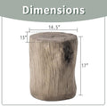 Side Table Concrete Stump Design, Light Grey, 17 Inches Tall