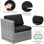 Tangkula 8 Pieces Wicker Patio Furniture Set with Storage Deck Box, PE Rattan Outdoor Sectional Sofa Conversation Set with Coffee Table & Cushions, Outside Furniture for Garden Yard Poolside (Black)
