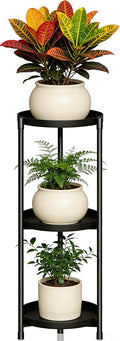 SYQ 3 Tier Plant Stand Indoor Outdoor - 34'' Extra-Tall Metal Plant Stands for Potted Plants Multiple Tiered Plant Shelf Vertical Black Iron Planter Rack Large Flower Pot Holder Table for Patio Corner