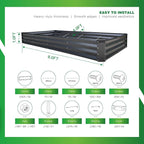 GARDMAX 8x4x1FT Galvanized Raised Garden Bed Kit, Metal Planter Boxes Outdoor with Easy Assembly, Large Garden Bed for Vegetables, Fruits, Flower, Herbs Rectangle Dark Gray
