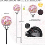 VCUTEKA Solar Outdoor Lights Garden Decor Mosaic Solar Garden Lights Waterproof Glass Ball LED Pathway Stake Light for Landscape Lawn Patio Yard Decoration 6 inch, Pink