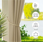 NICETOWN Canvas Outdoor Curtains for Patio Waterproof, Thermal Insulated Top and Bottom Grommet Durable Privacy Outdoor Vertical Drapes for Yard Party/Pergola, W55 x L95 Inch, 2 Panels, Taupe
