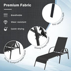 Giantex Patio Lounge Chair, Outdoor Chaise Lounge with 5 Adjustable Backrest, Sturdy Steel Frame, Sunbathing Recliner, Beach Chair, Tanning Chair for Outside, Yard, Balcony, Pool Chairs, Black