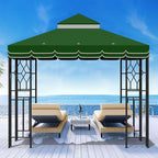 10x10 Canopy Replacement Top Double Tiered Gazebo Cover for Yard, Patio & Garden Durable Sunshade Replacement (Green with lace)