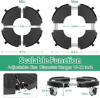 VANCASTLE Plant Caddy with Lockable Wheels Heavy Duty 450lbs Capacity, 15-22 Inch Adjustable Plant Stand with Wheels Rolling base, Plant Dolly for Flower Pot Mover Indoor Outdoor, Black, 2 Pack