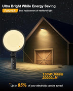 LED Barn Light 2Packs, 150W 20000LM Yard Area Lights Dusk to Dawn Outdoor Lighting with Photocell 3000K Warm White Adjustable Angle IP66 Waterproof Street Lights for Security/Farmhouse/Garage