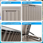 ROJIK Outdoor Storage Housing Deck Box - Waterproof Patio Furniture, Garden Tools, Cushions, Pool Accessories Storage Bench with Lockable Lid and Side Handles (Grey 200 Gal)