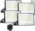 Onforu 120W Flood Lights Outdoor, 12000lm Bright LED Work Light with Plug, 6500K Daylight White LED Flood Lighting, IP66 Waterproof Security Yard Lights for Yard Garage Stadium 4 Pack