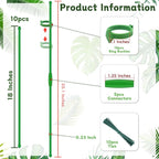 Plant Stakes 18Inch, 10Pcs Plant Support Stakes,HAINANSTRY Adjustable Length Garden Stakes,Plant Stakes for Indoor and Outdoor Plants,Tomatoes/Beans/Orchid/Vegetable Stakes for Garden