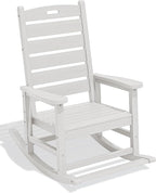 SERWALL HDPE Outdoor Rocking Chair, Oversized Rocking Chair with Footboard, High Back Porch Rocker Chair with 350lbs Support, White