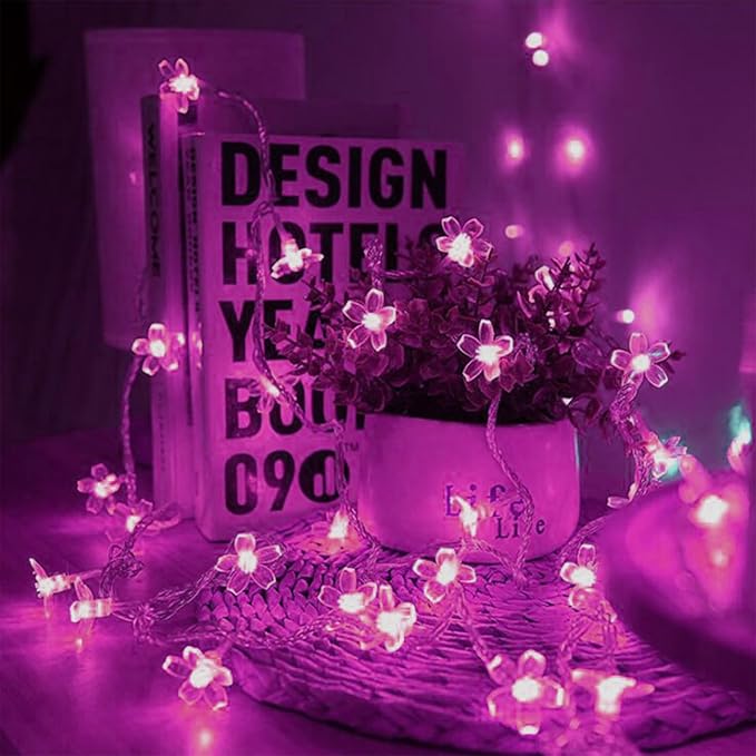 Indoor String Lights, 33 ft 100 LED Pink Cherry Blossom Flower Lights