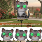 Cat Solar Garden Stakes 39.3inch with Decorative Green Moving LED Eyes, Cat Solar Lights Outdoor Garden Metal Yard Art for Outdoor Decor Lawn Ornament