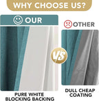 H.VERSAILTEX Linen Blackout Curtains 45 Inches Long 100% Absolutely Blackout Thermal Insulated Textured Linen Look Curtain Draperies Anti-Rust Grommet, Energy Saving with White Liner, 2 Panels, Teal