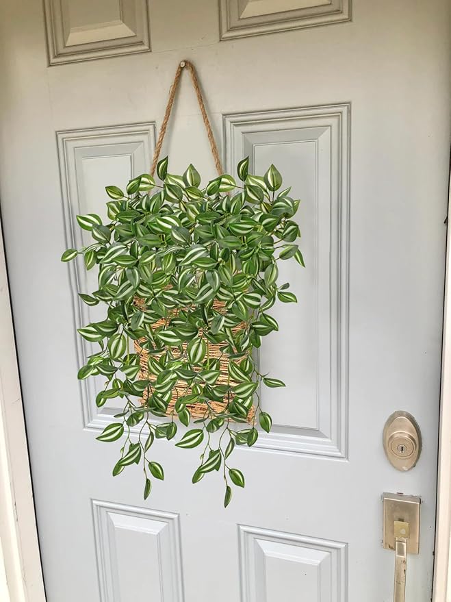 Artificial Hanging Plants Wandering Jew Faux Greenery, 5 Pack, 22 Inch