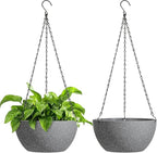 T4U Hanging Planters for Indoor Plants, 10 Inch Hanging Planter Outdoor 2 Pack, Hanging Basket with Drainage Holes, Hanging Plant Holder Indoor, Flower Pots, Plant Pots for Garden, Grey
