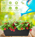 Window Box Planter, 7 Pack Plastic Vegetable Flower Planters Boxes 17 Inches Rectangular Flower Pots with Saucers for Indoor Outdoor Garden, Patio, Home Decor
