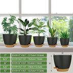 Self Watering Planters with Drainage Holes Reservoir,Nursery Planting Pot for Indoor Decor Garden Plants Succulents,Snake Plant, African Violet,Plastic Flower Pots Set 7+6.5+6+5.5+5 Inch (Black)