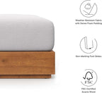 Modway Tahoe Acacia Wood Outdoor Ottoman in Natural Light Gray with Weather-Resistant Cushion - Ideal as Outdoor Footstool or Sunroom Furniture Accessory