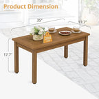 LUE BONA Outdoor Coffee Table Rectangle, HDPS Patio Coffee Tables for Outside, All Weather Patio Coffee Table with Slatted Tabletop for Deck, Garden, Balcony, Indoor or Outdoor Use, Teak