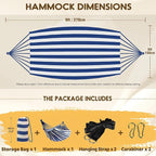 ANYOO Cotton Hammock Portable Camping Hammocks for Hanging Sturdy Garden Comfortable Fabric Hammock with Tree Straps Up to 660lbs with Travel Bag for Camping Outdoor/Indoor Patio Backyard