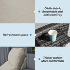 Outdoor Recliner Chairs Set of 2 Reclining Patio Chairs with Adjustable Back and Extended Footrest Wicker Rattan Recliner Chairs with Flip Table and Removable Cushion