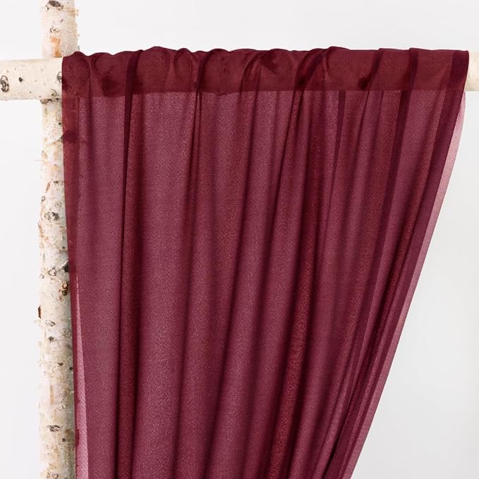 Outdoor Curtains Burgundy Sheer Gauze Arch Drape, 2 Panels 29 x 240 Inch