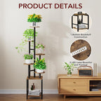 Plant Stand Indoor with Grow Light,6-Tiered Tall Plant Stand Indoor, Metal Plant Shelf with Adjustable Light, Ideal for Living Room, Garden, Patio (Black Brown)