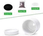Planters: Set of 4 White Round Ceramic Pots with Saucers