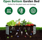 zizin 2 Pcs Round 4x4x1ft Raised Garden Bed Kit Metal Planter Box for Planting Vegetables, Silver
