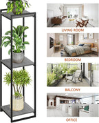 3-Tier Plant Stand Indoor, 45" Tall Modern Plant Shelf Corner Flower Pot Holder Organizer for Living Room Balcony Garden, Oak Grey