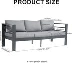 3-Seater All-Weather Iron Patio Sofa with Cushions - Heavy-Duty Metal Outdoor Sectional Couch for Garden, Poolside & Backyard (Modern Rust-Resistant Design)