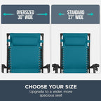 Best Choice Products 30” Wide Folding Zero Gravity Outdoor Recliner Patio Lounge Chair w/Adjustable Canopy Shade, Headrest, Side Accessory Tray - Peacock Blue