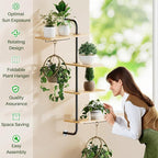 YUOROS Window Shelf for Plants, 4-Tier Rotating Window Sill Plant Shelves Stand Plant Wall Holder with Hanger