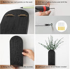 Wooden Wall Art Decor: Wall Vases for Indoor Artificial Plants & Flowers, Wood Wall Hanging Planters for Home Decor - Bathroom, Living Room, Bedroom, Patio (Black)