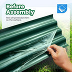 Quictent Galvanized Raised Garden Bed 8x4x1 Ft Metal Planter Box for Vegetables Bottomless for Backyard, 2 Tomato Cages Included, Green 2PCS