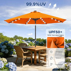 ABCCANOPY Durable Solar Led Patio Umbrellas with 32LED Lights 11FT (Orange)