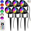 Spotlight Outdoor RGBW Low Voltage Landscape Lights, 12V-24V Color Changing Landscape Lights with Remote Control Landscape Spotlights for Garden Yard Path Tree Decorative (6 Pack)